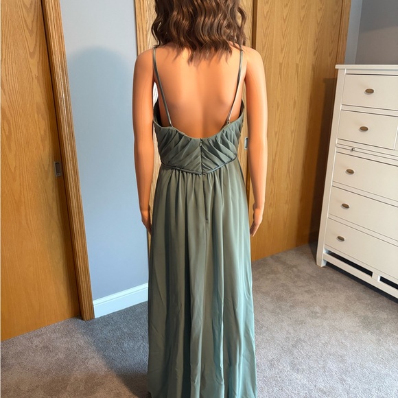 SORELLA VITA Dusty Sage Spaghetti Strap A-Line Gown - Picture 2 of 3